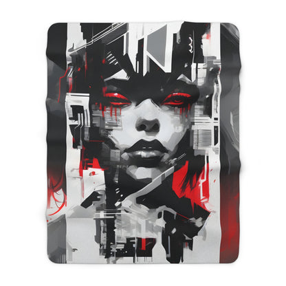 Edgy Graphic Sherpa Fleece Blanket - Cozy Modern Art Throw for Home Décor