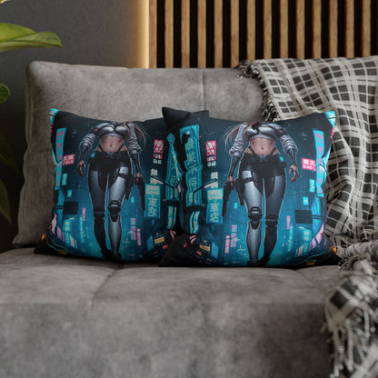 Futuristic Cyberpunk Pillowcase, Cozy Home Decor, Modern Sofa Cushion, Unique Gift for Gamers, Bedroom Accent