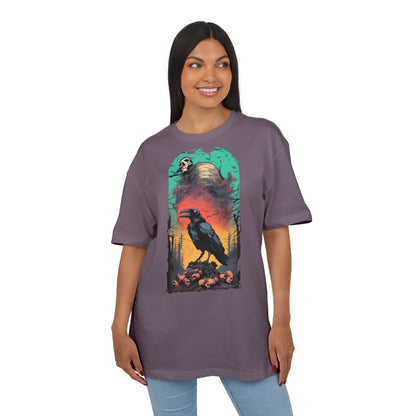 Mystical Raven Oversize Tee: Boho Style, Unisex Graphic T-Shirt for Nature Lovers, Festival Wear, Halloween, Gift Ideas