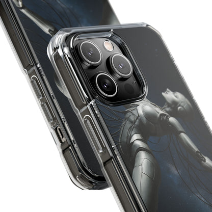 Futuristic Phone Case, Artistic Clear Impact Case for Tech Lovers, Robot Design Phone Cover, Unique Gift for Geeks, Space Theme