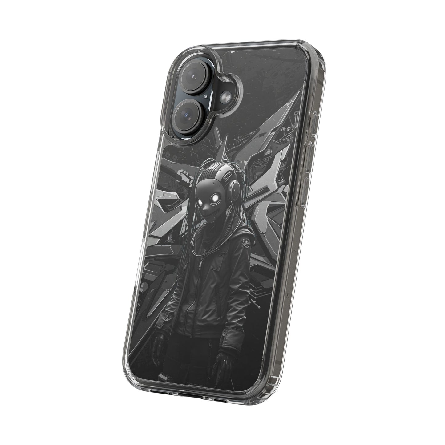 Anime-Inspired Clear Phone Case - Edgy Streetwear Style