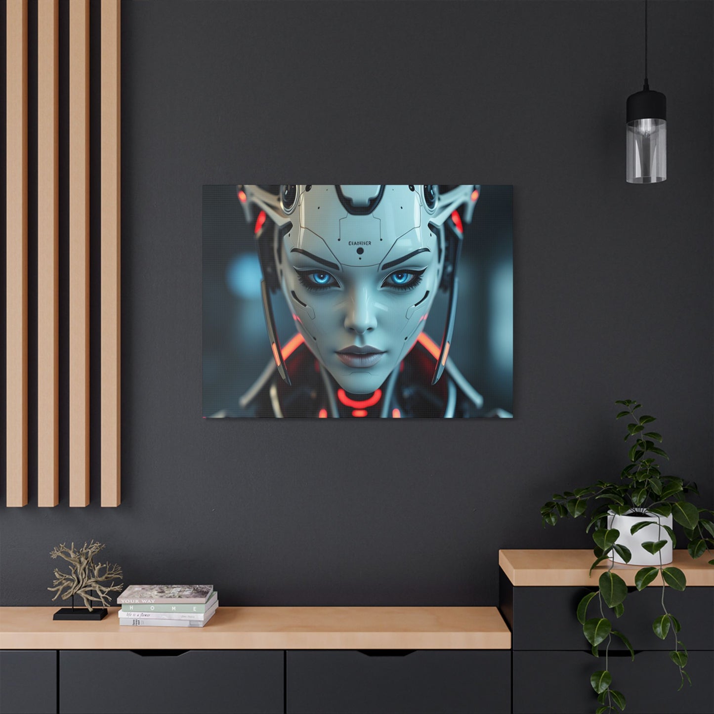 Futuristic Canvas Art Print, Digital Wall Decor, Modern Home Art, Unique Gift for Tech Lovers, Robotic Aesthetic