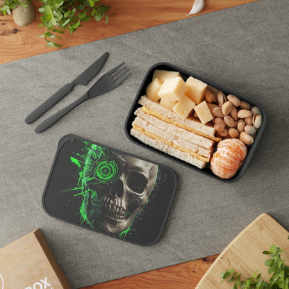 Gothic Skull Bento Box with Utensils, Eco-Friendly Meal Container, Lunch Box for Goth Lovers, Halloween Party, Dark Aesthetic Kitchenware