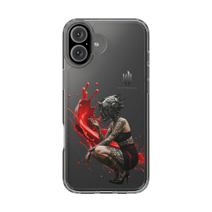 Dystopian Art Clear Phone Case - Futuristic Style with Bold Design