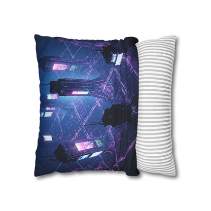 Futuristic Cityscape Pillowcase, Home Decor, Throw Pillow Cover, Gift for Gamers, Cyberpunk Vibe, Modern Bedroom Accent