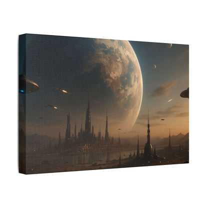Stretched Canvas Art Print, Sci-Fi Landscape Decor, Galaxy Wall Art, Unique Home Decoration, Gift for Space Lovers