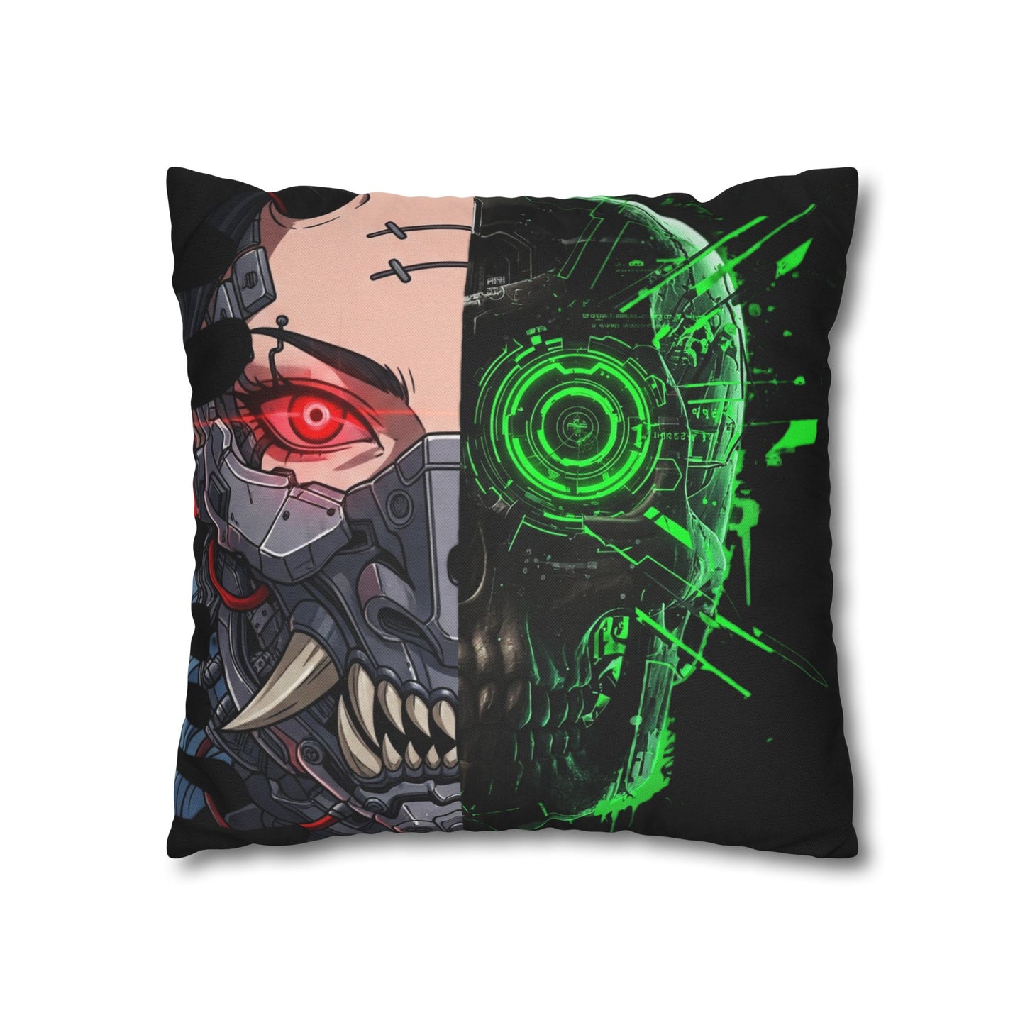 Futuristic Cyborg Pillowcase, Decorative Pillow Cover, Cyberpunk Home Decor, Gift for Sci-Fi Lovers, Gaming Room Accessory