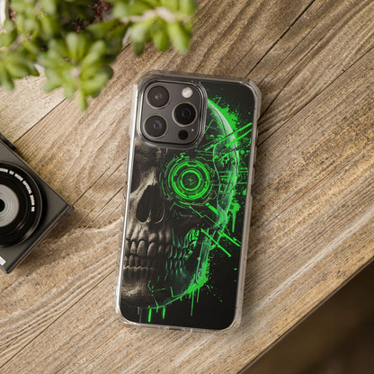 Skull Graphic Phone Case - Magnetic Clear Impact Cases, Skull Design, Unique Phone Protection, Edgy Gift for Tech Lovers