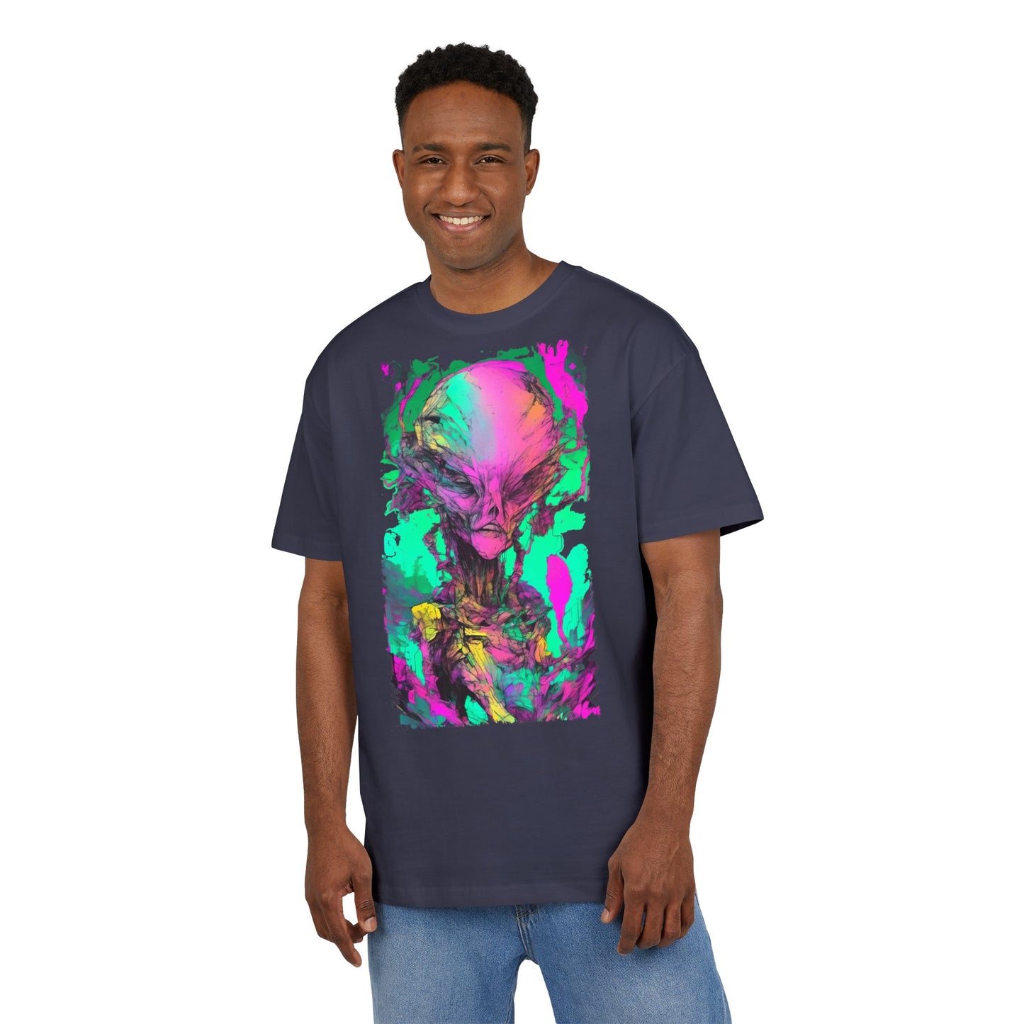 Alien Art Unisex Oversize Tee, Graphic Tee, Casual Style, Streetwear, Unique Gift, Statement Piece