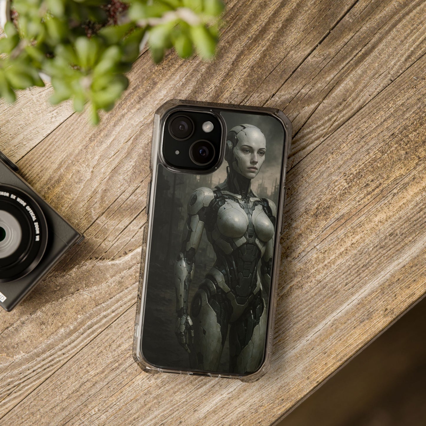 Futuristic Phone Case, Clear Impact Case with Sci-Fi Design, Smartphone Protection, Cyberpunk Aesthetic, Gift for Tech Lovers