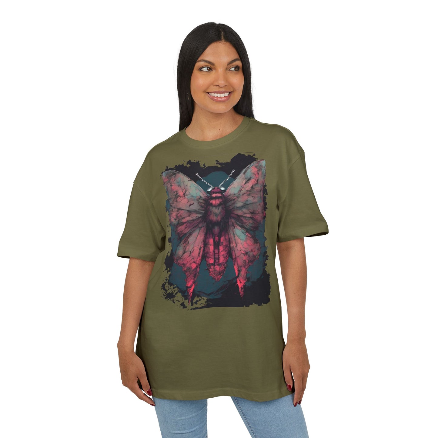 Aesthetic Moth Graphic Oversize Tee, Casual Style Shirt, Unique Gift, Eco-Print Tee, Art Lover Fashion, Nature-Inspired Top
