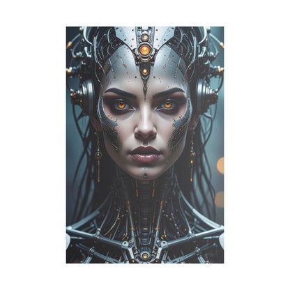 Futuristic Stretched Canvas Art, Cyberpunk Wall Décor, Unique Home Decor, Robot Portrait, Gothic Art Giveaway