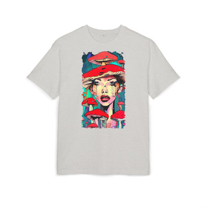 Colorful Art Tee, Unisex Heavy Oversize Tee with Mushroom Design, Casual Wear, Graphic Shirt, Gift for Art Lovers, Streetwear Style