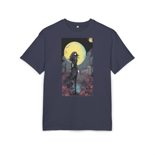Moonlit Witch Oversize Tee, Cozy Casual Wear, Halloween Outfit, Gothic Style, Gift for Her, Everyday Fashion