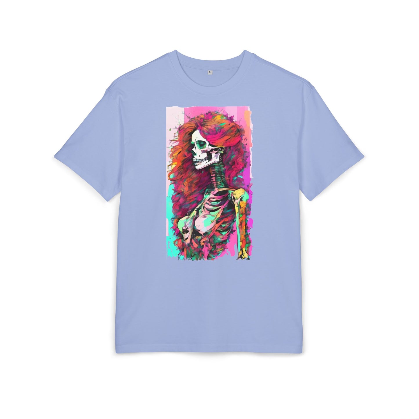 Vibrant Skeleton Art Unisex Heavy Oversize Tee, Halloween Shirt, Statement Tee, Graphic Tee, Casual Wear, Gift