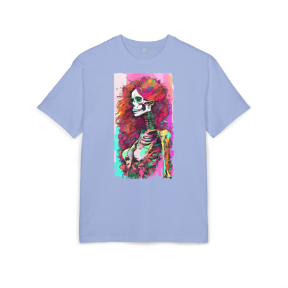 Vibrant Skeleton Art Unisex Heavy Oversize Tee, Halloween Shirt, Statement Tee, Graphic Tee, Casual Wear, Gift