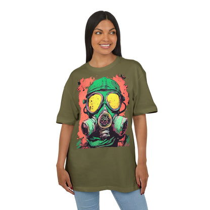 Retro Gas Mask Unisex Heavy Oversize Tee, Streetwear T-Shirt, Unique Graphic Tee, Festival Fashion, Cool Casual Wear