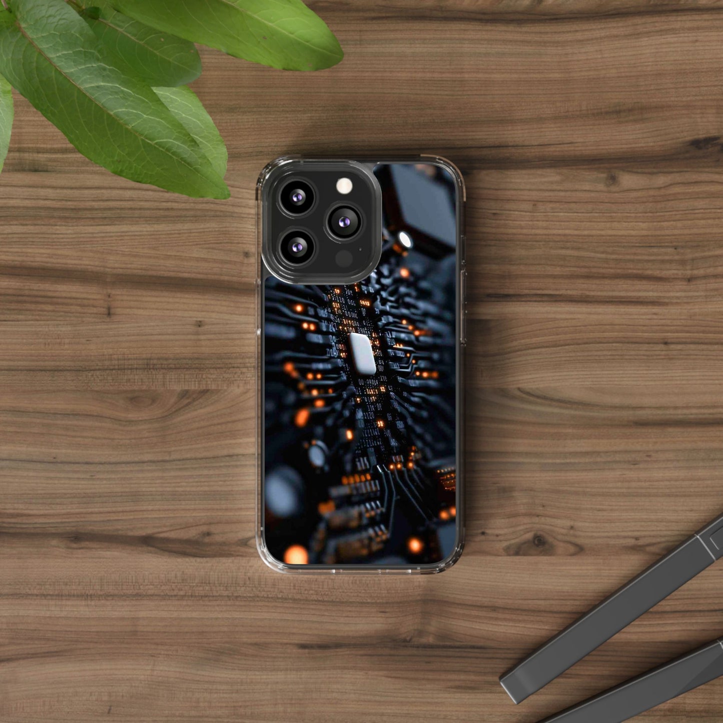 Clear Phone Case with Cyber Print