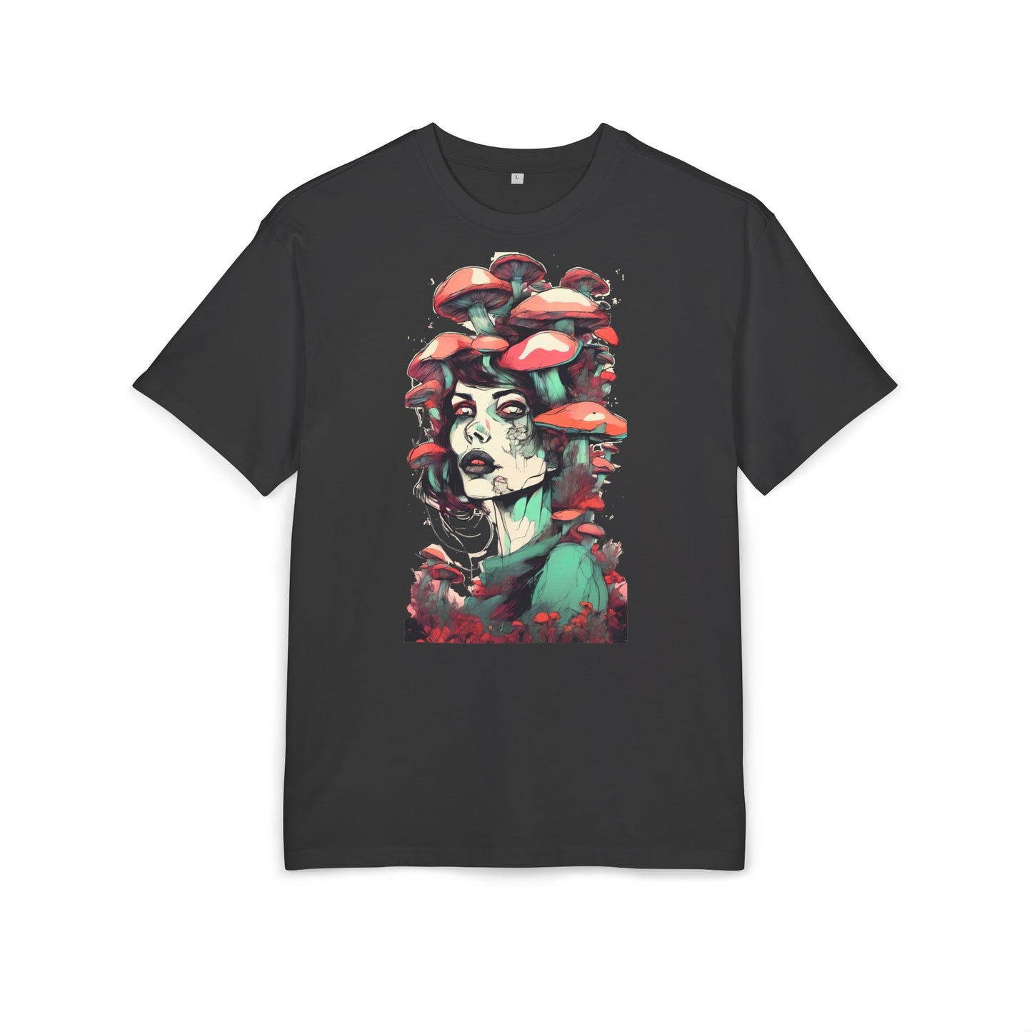 Mushroom Woman Oversized Tee, Bohemian Graphic T-Shirt, Unique Art Tee, Festival Wear, Streetwear Style Top