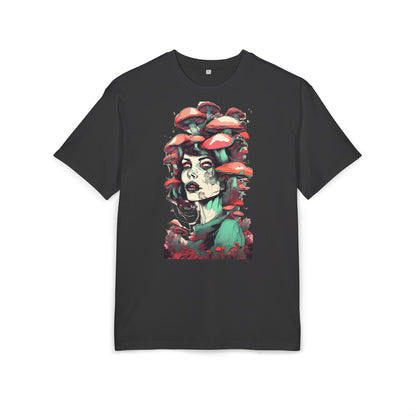 Mushroom Woman Oversized Tee, Bohemian Graphic T-Shirt, Unique Art Tee, Festival Wear, Streetwear Style Top