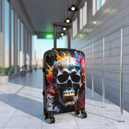 Skull Art Suitcase - Travel Case for Adventurers, Unique Luggage, Gift for Goths, Curated Travel Gear, Eye-Catching Baggage