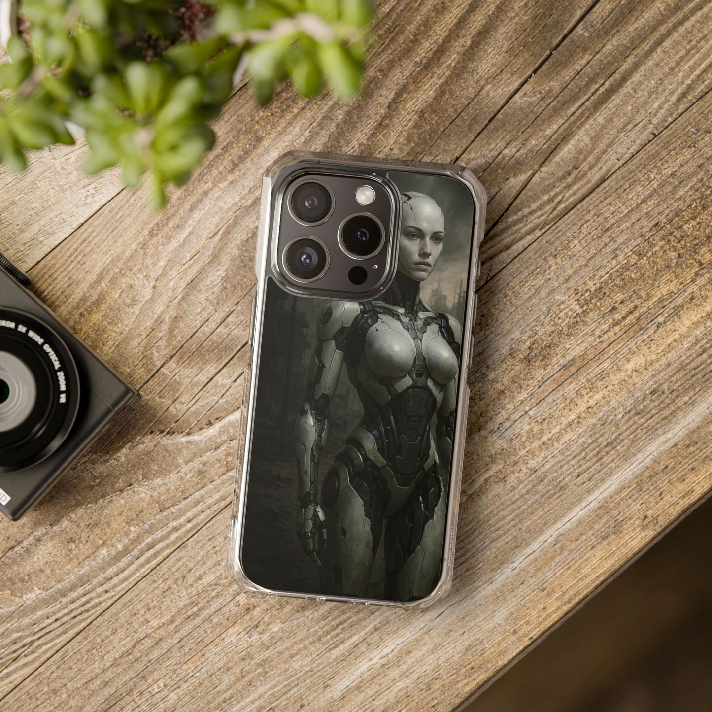 Futuristic Phone Case, Clear Impact Case with Sci-Fi Design, Smartphone Protection, Cyberpunk Aesthetic, Gift for Tech Lovers