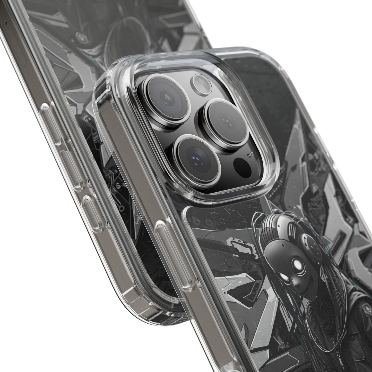 Anime-Inspired Clear Phone Case - Edgy Streetwear Style