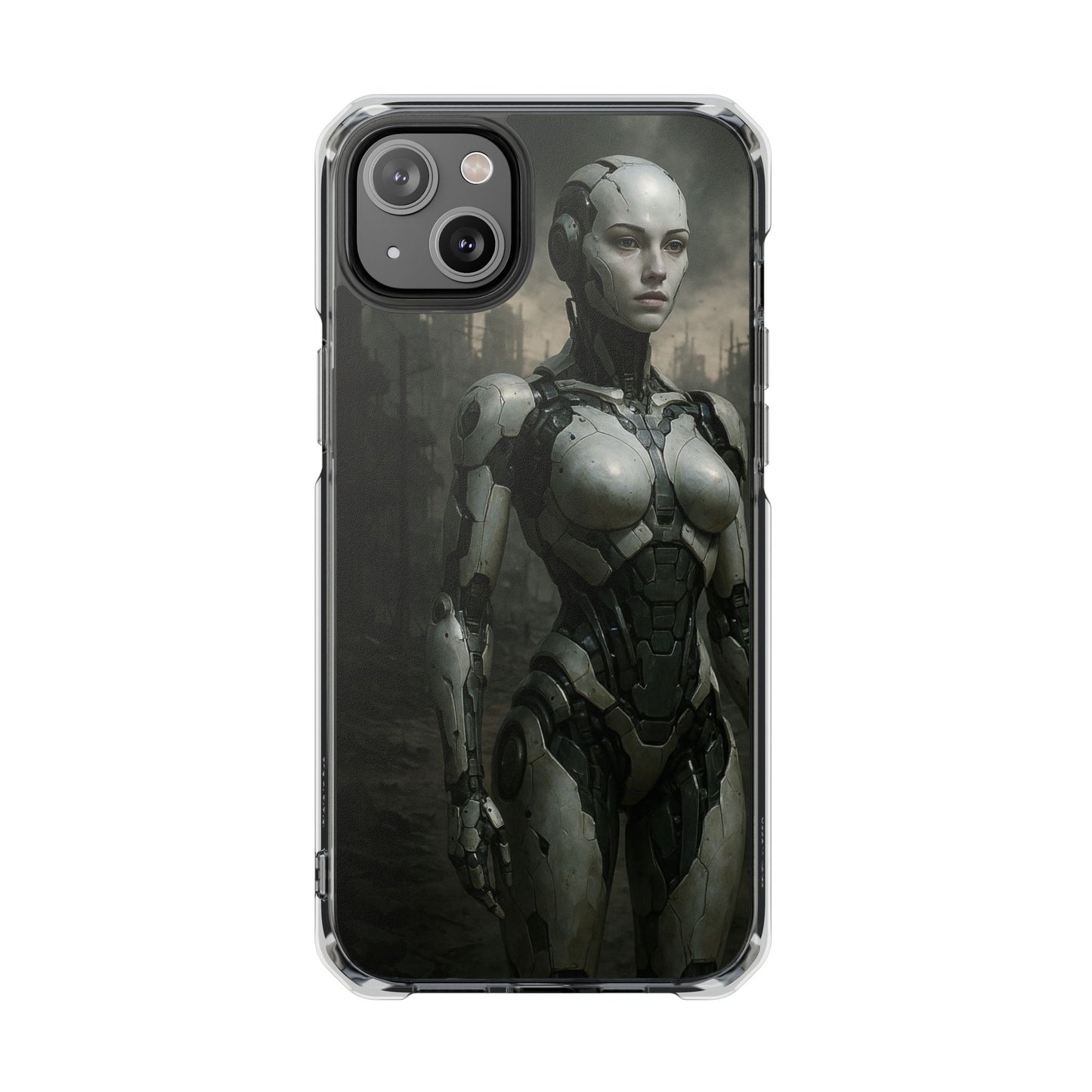 Futuristic Phone Case, Clear Impact Case with Sci-Fi Design, Smartphone Protection, Cyberpunk Aesthetic, Gift for Tech Lovers