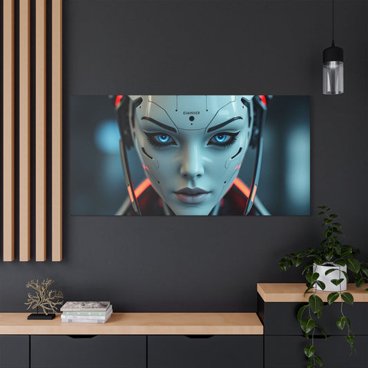 Futuristic Canvas Art Print, Digital Wall Decor, Modern Home Art, Unique Gift for Tech Lovers, Robotic Aesthetic