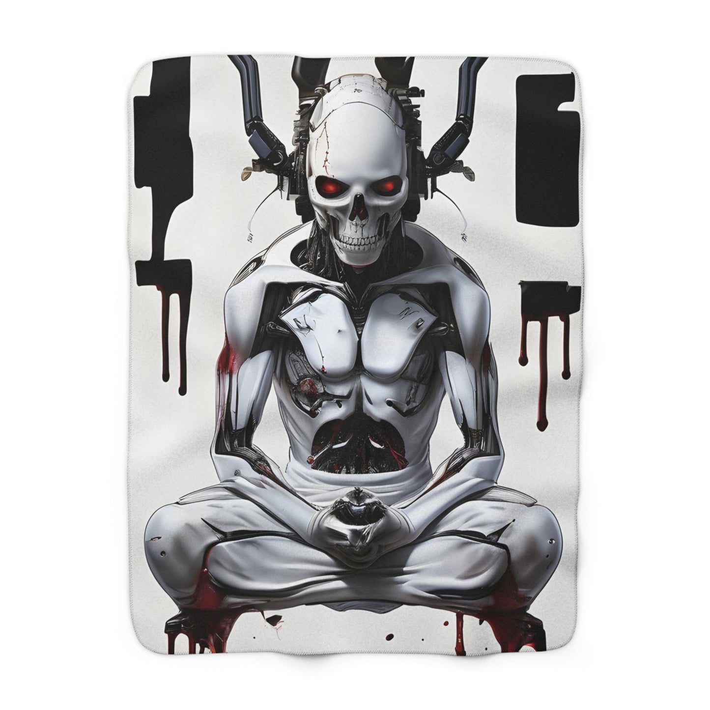 Sherpa Fleece Blanket with Futuristic Cyber Design