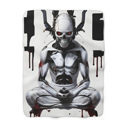 Sherpa Fleece Blanket with Futuristic Cyber Design