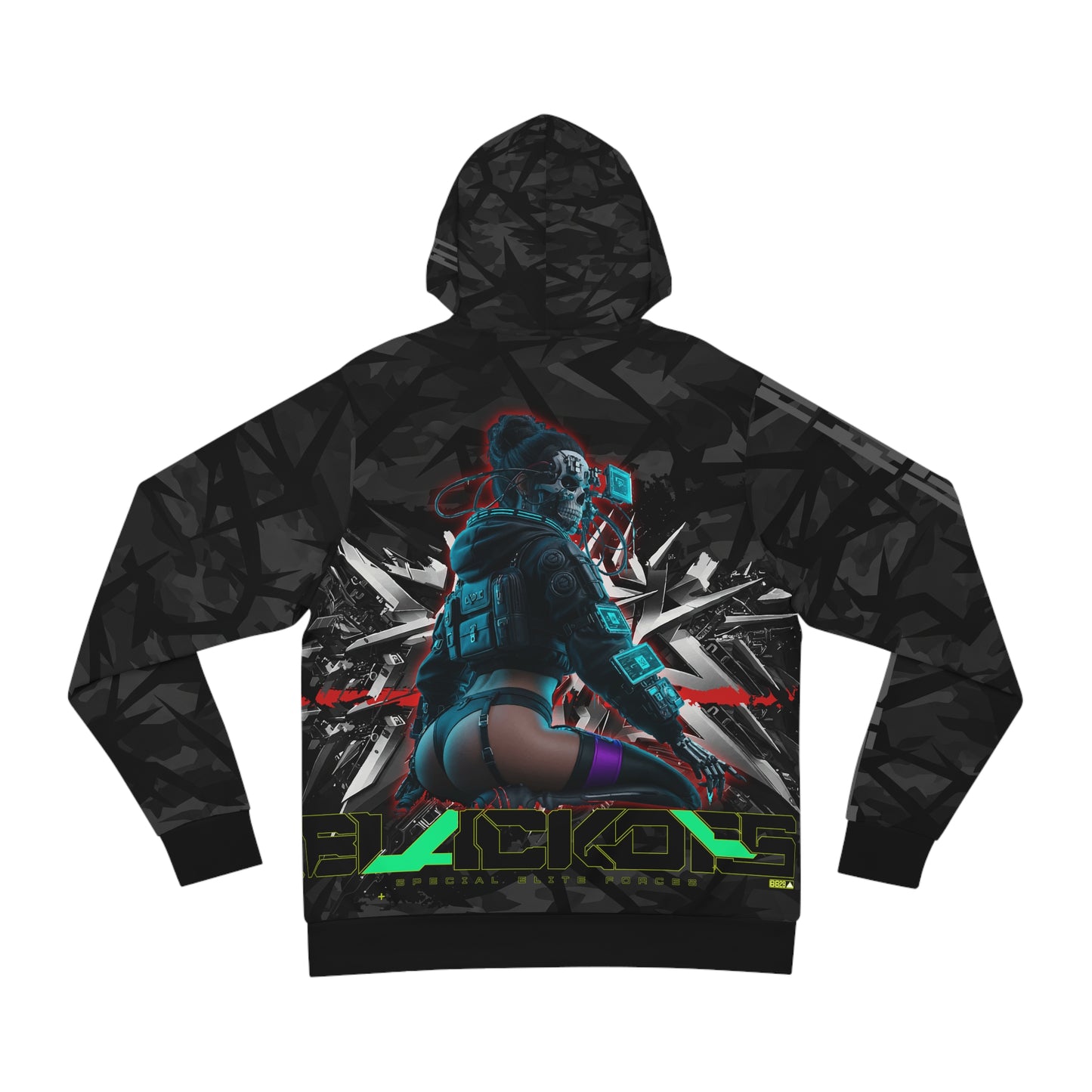 Edgy Graphic Hoodie, Cyberpunk Streetwear, Unisex Cool Hoodie, Trendy Layering Piece, Perfect Gift for Gamers, Unique AOP Design