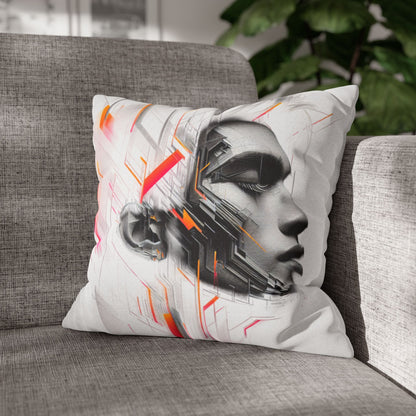 Futuristic Art Pillowcase - Modern Home Decor, Geometric Throw Pillow, Gift for Tech Lovers, Contemporary Accent Cushion