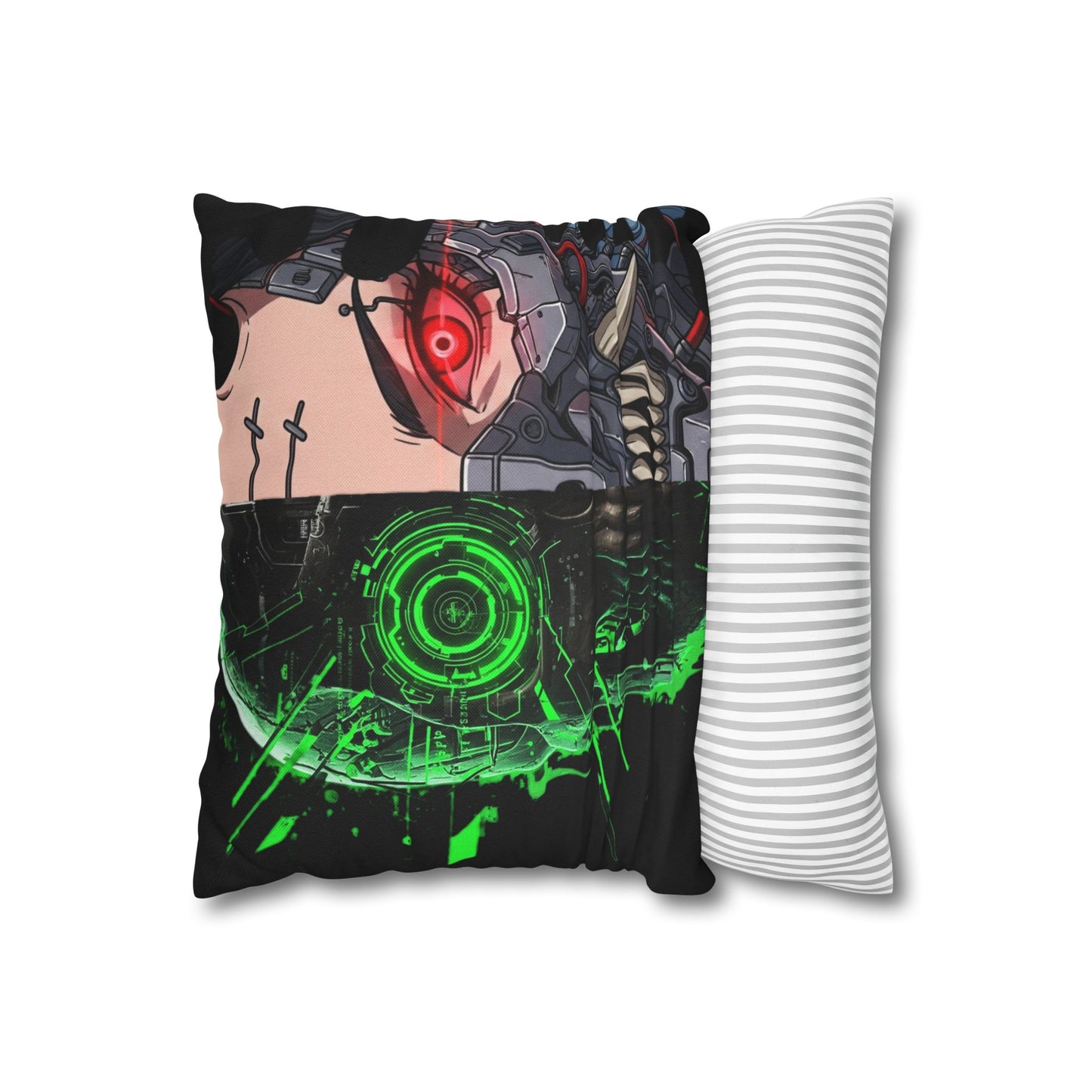 Futuristic Cyborg Pillowcase, Decorative Pillow Cover, Cyberpunk Home Decor, Gift for Sci-Fi Lovers, Gaming Room Accessory