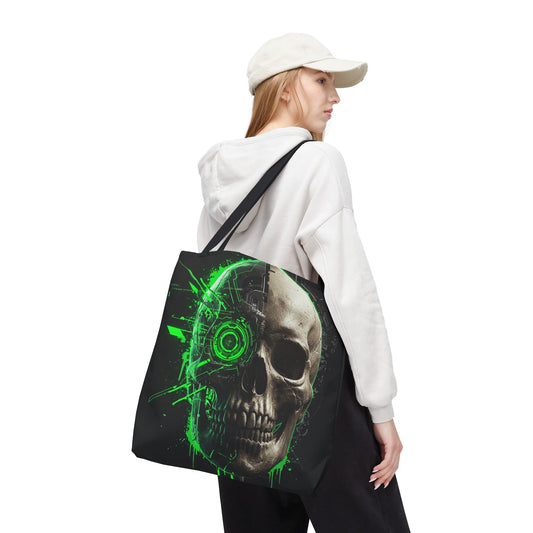 Edgy Skull Print Tote Bag | Perfect for Gamers, Halloween, and Festivals | Stylish Reusable Bag, Fashion Tote, Unique Gift