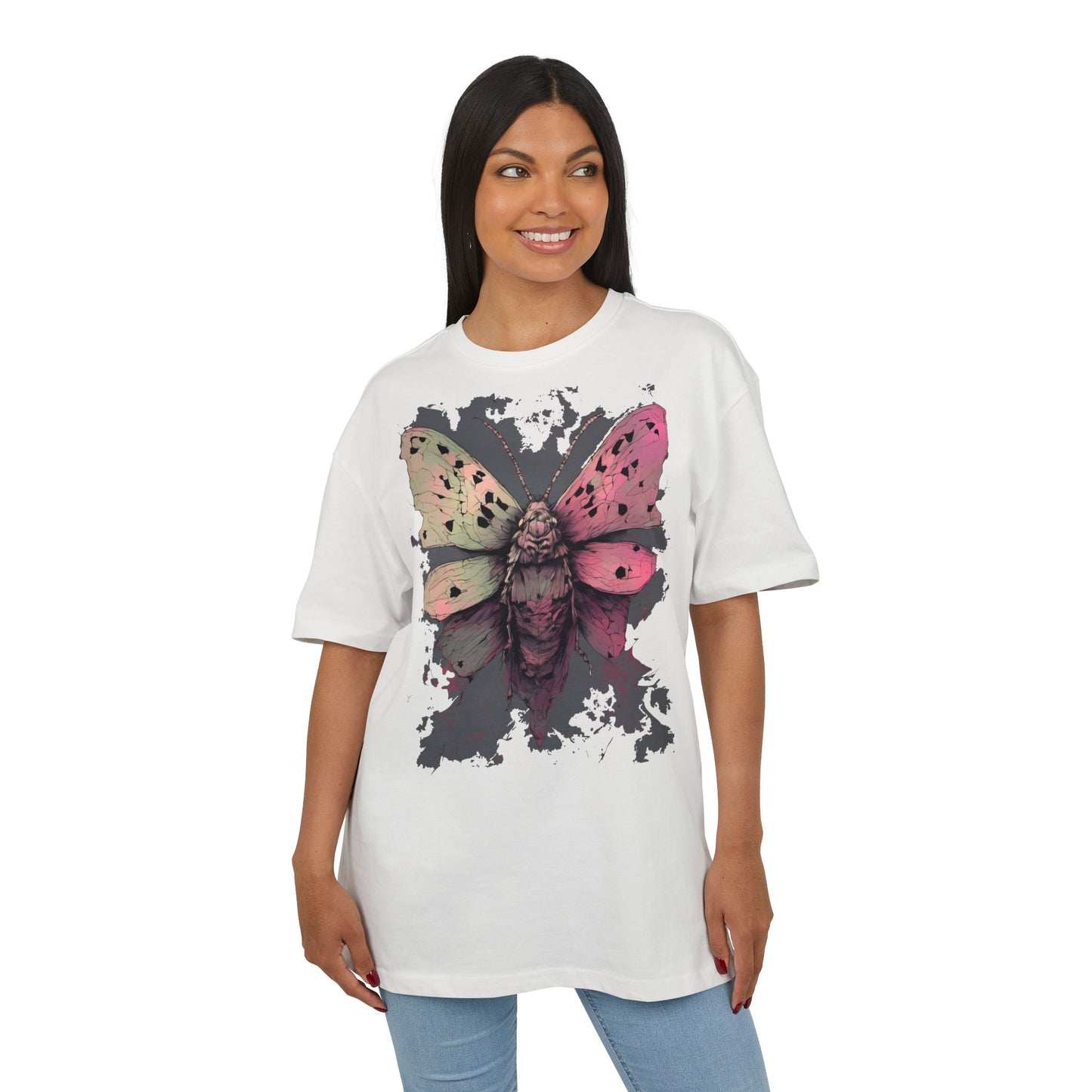 Moth Art Unisex Oversized Tee, Graphic T-Shirt, Nature Lover Gift, Everyday Wear, Summer Style