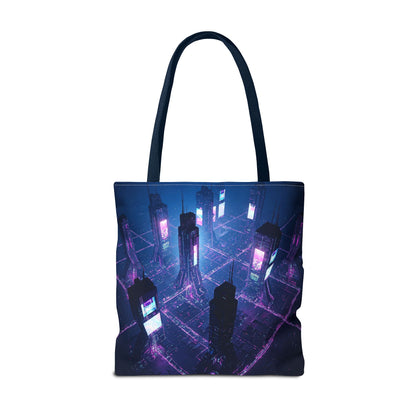 Futuristic Cityscape Tote Bag | Eco-Friendly Reusable Shopping Bag, Nerdy Gift, Trendy Beach Bag, Travel Accessory, Stylish Grocery Bag