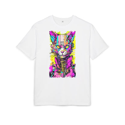 Colorful Cat Graphic Tee, Unisex Heavy Oversize T-Shirt, Funky Cat Art Shirt, Gift for Cat Lovers, Unique Casual Wear