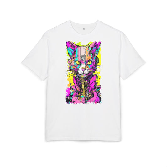 Colorful Cat Graphic Tee, Unisex Heavy Oversize T-Shirt, Funky Cat Art Shirt, Gift for Cat Lovers, Unique Casual Wear