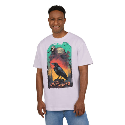 Mystical Raven Oversize Tee: Boho Style, Unisex Graphic T-Shirt for Nature Lovers, Festival Wear, Halloween, Gift Ideas