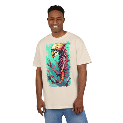 Colorful Skeleton Art Unisex Heavy Oversize Tee | Graphic Tee, Skeleton Shirt, Artsy Gift, Halloween Apparel, Trendy Streetwear