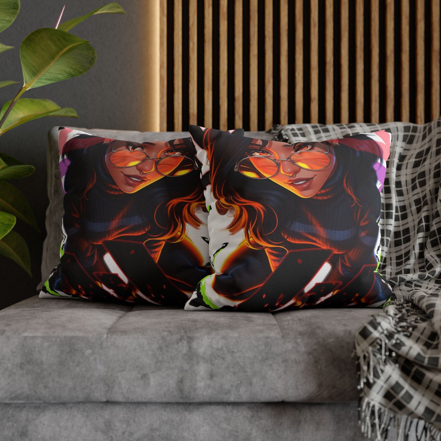 Vibrant Art Throw Pillow, Cozy Home Decor, Unique Gift for Gamers, Boho Cushion for Comfort, Stylish Accent Pillow