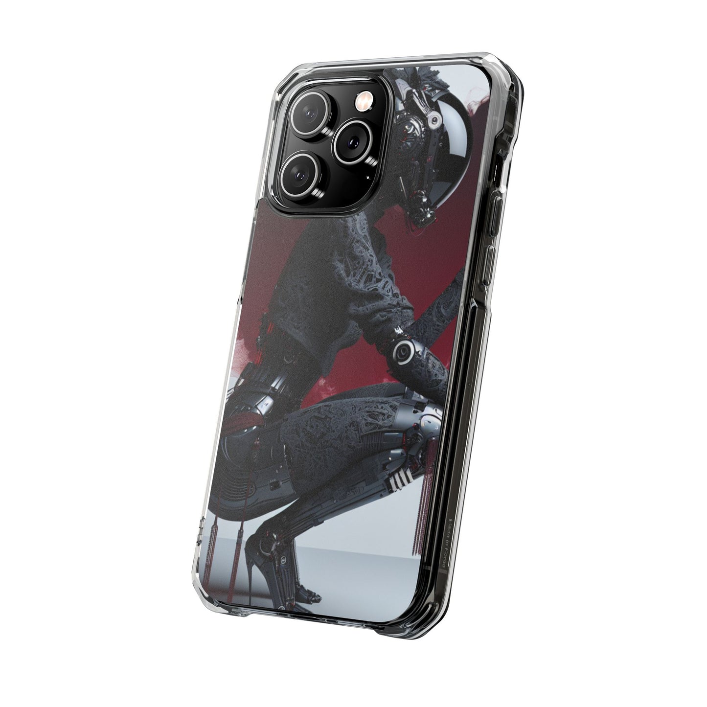 Cyber Design Magnetic Phone Case, Clear Mobile Cover, Gothic Style, Halloween Gift, Celestial Protection Accessory
