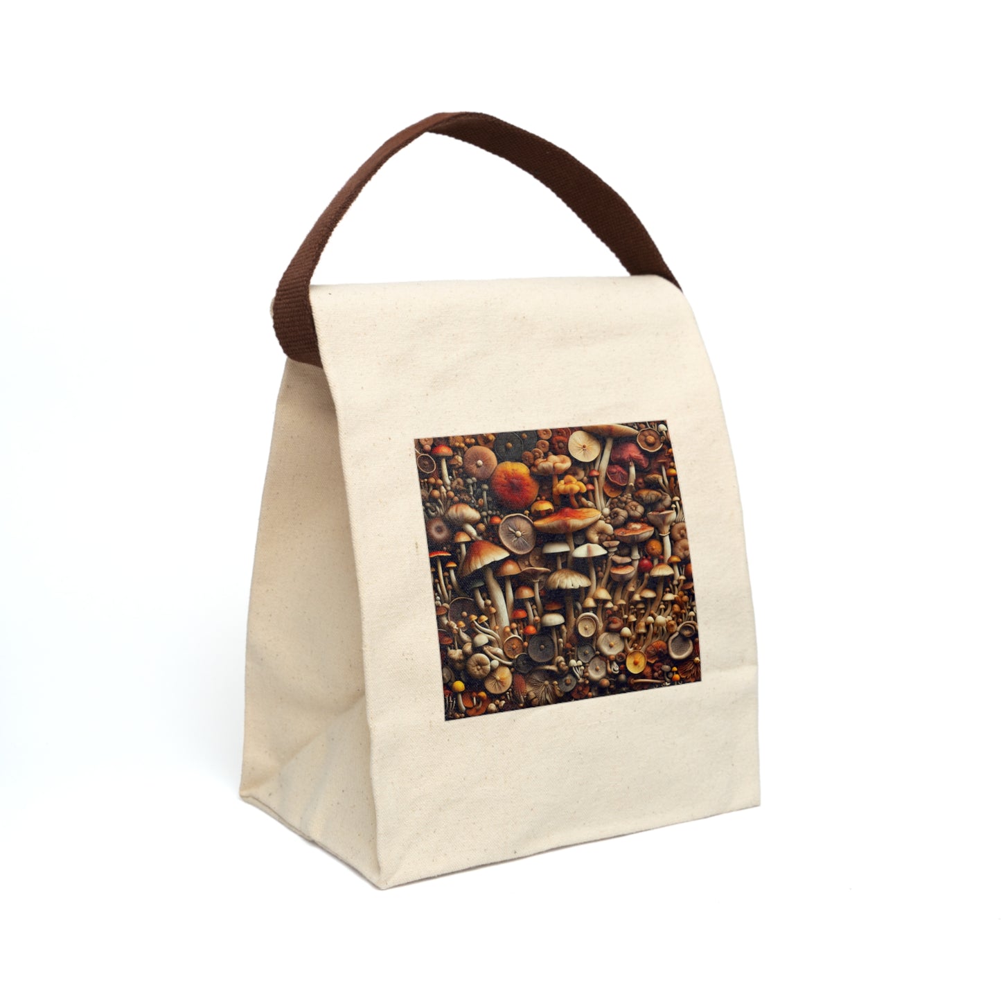 Mushroom Art Canvas Lunch Bag, Eco-Friendly, Insulated Tote for Work/School, Gift for Nature Lovers, Picnic Essential