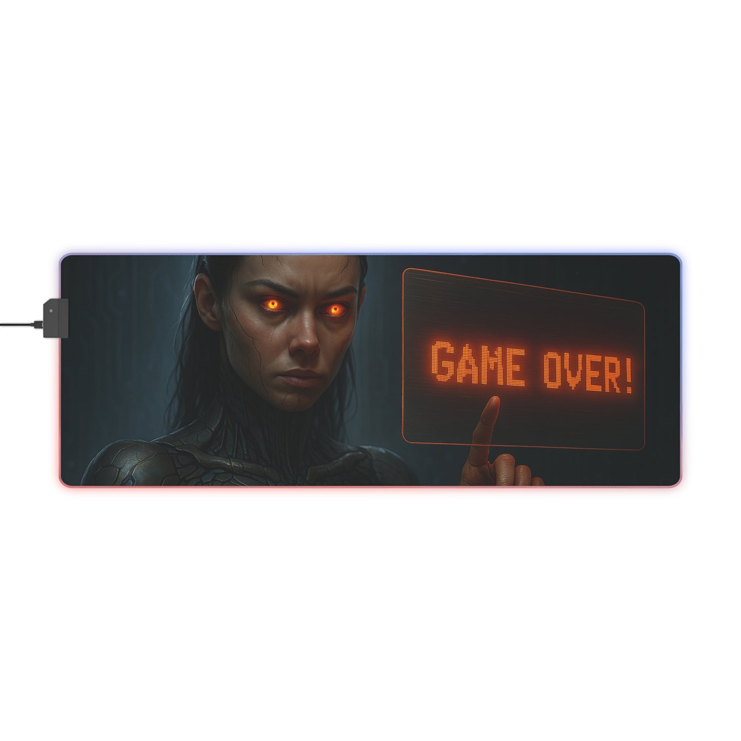 LED Gaming Mouse Pad with 'Game Over!' Design, Gaming Decor, Desk Gadget, Mouse Mat, Perfect for Gamers or Esports Enthusiasts