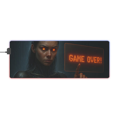 LED Gaming Mouse Pad with 'Game Over!' Design, Gaming Decor, Desk Gadget, Mouse Mat, Perfect for Gamers or Esports Enthusiasts