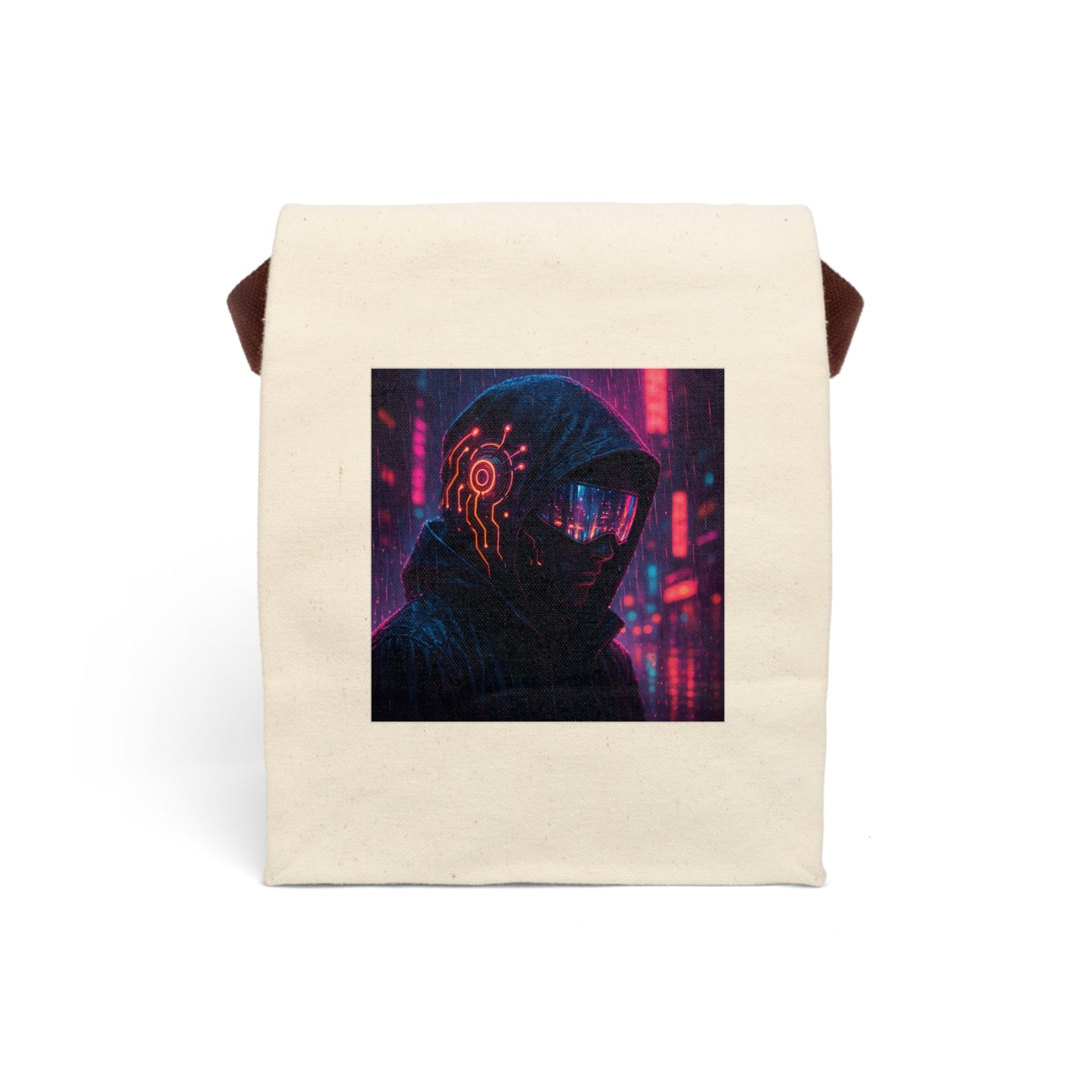 Cyberpunk Canvas Lunch Bag, Stylish Lunch Tote for School, Work, or Picnics, Ideal Gift for Tech Lovers, Durable Insulated Bag