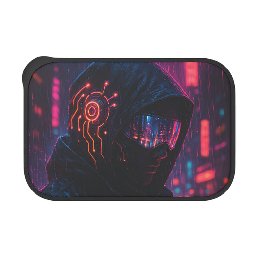 Cyberpunk Themed Bento Box with Utensils | Stylish Meal Prep Container, Futuristic Lunch Box, Unique Gift for Food Lovers