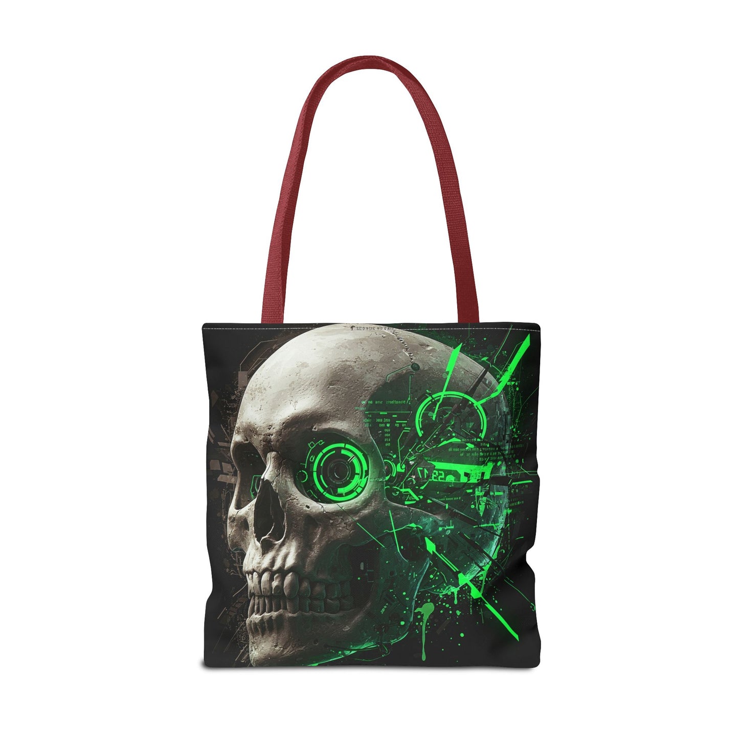 Gothic Skull Tote Bag, AOP Eco-Friendly Reusable Shopper, Dark Aesthetic Gift, Halloween, Cyberpunk Accessories, Stylish Everyday Carry