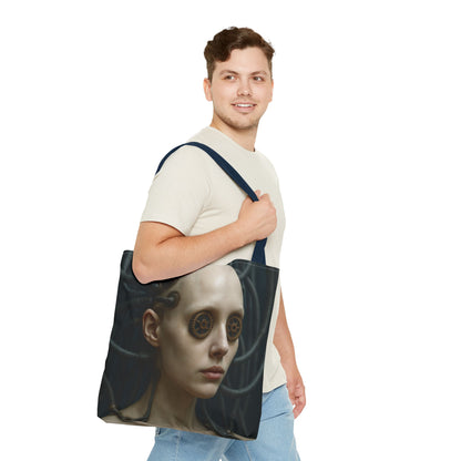 Futuristic Art Tote Bag - Unique Canvas Carryall, Cyberpunk Style, Eco-Friendly Shopping Bag, Ideal for Gifts, Fashion Statement